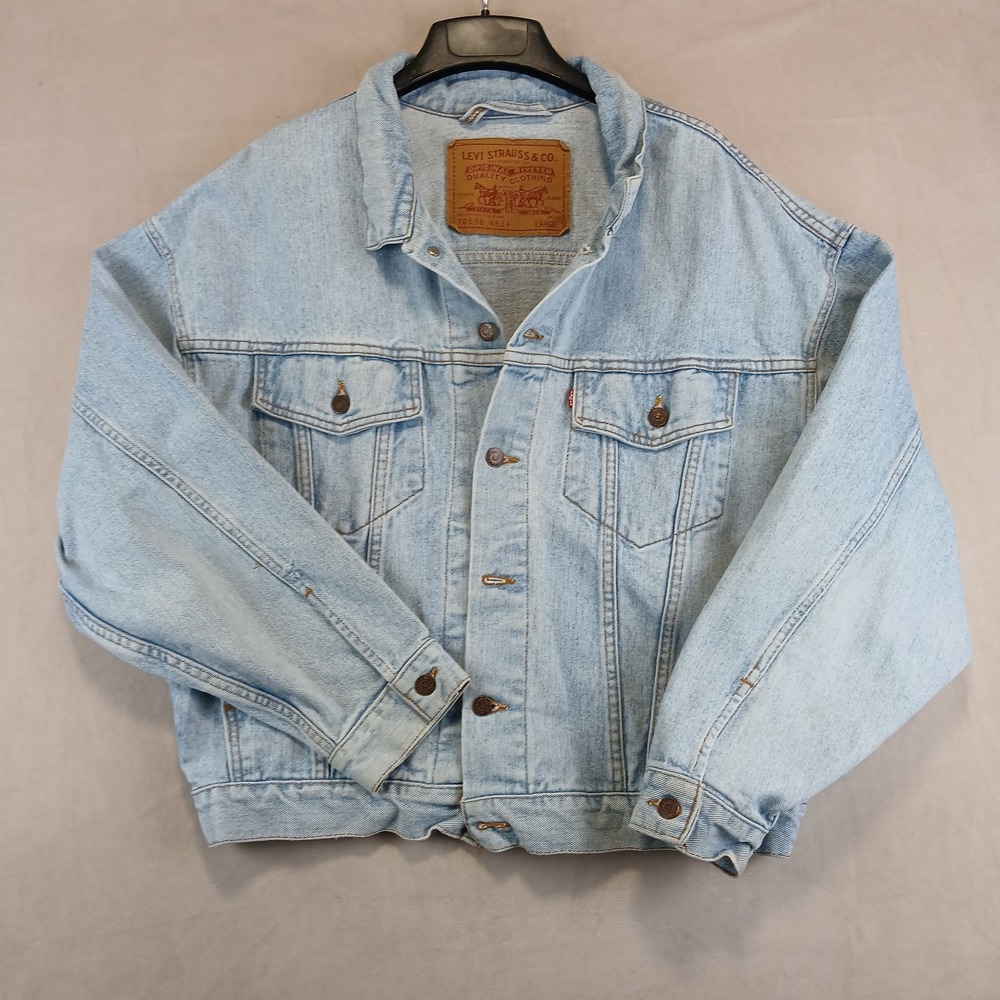 Vintage Levis Large Mens Denim Jacket 23x25 USA 1993 70598-4834 Stone Wash